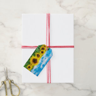 Sunflowers painting gift tags