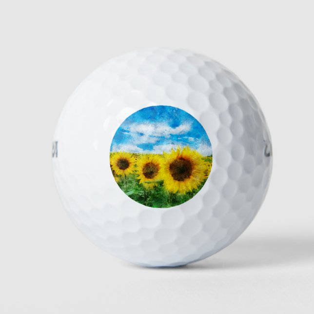 Sunflowers painting golf balls (Front)