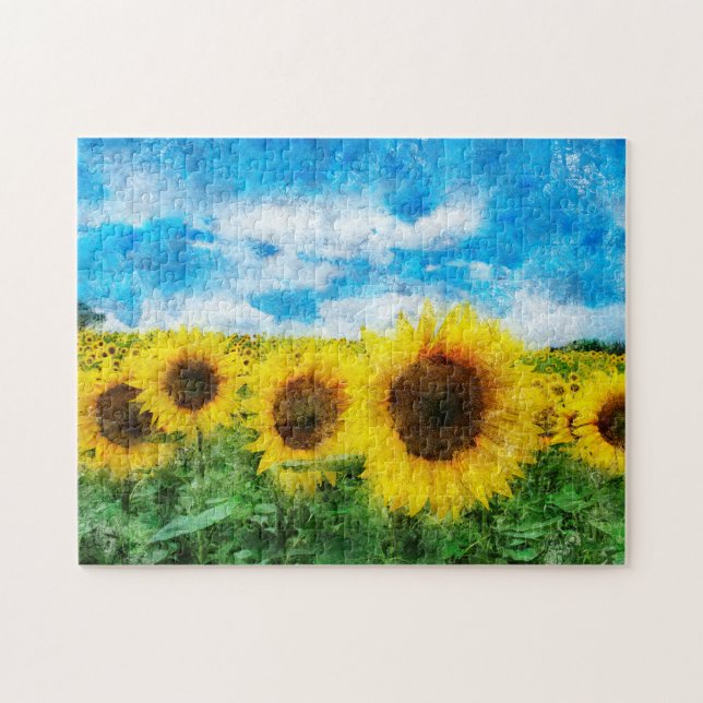 Sunflowers painting jigsaw puzzle (Horizontal)