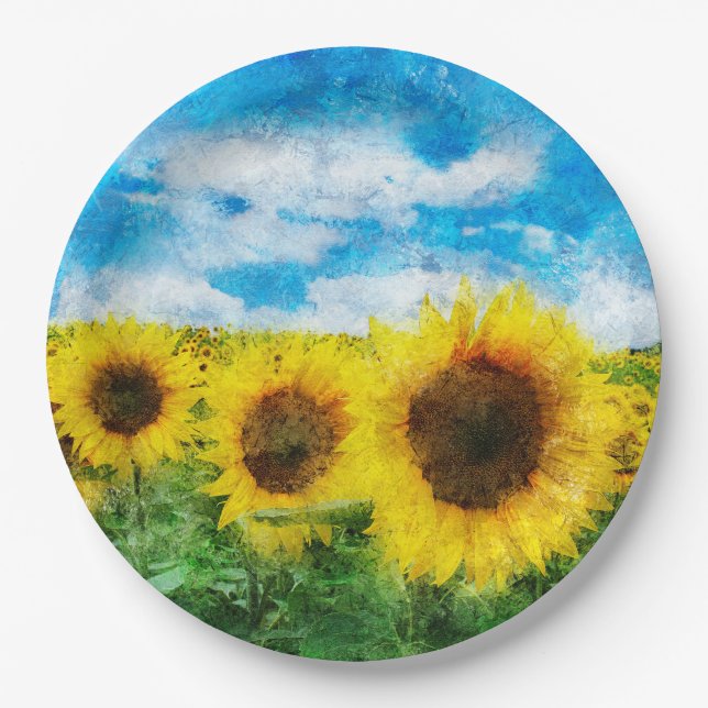 Sunflowers painting paper plate (Front)