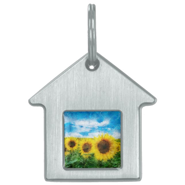 Sunflowers painting pet ID tag (Front)