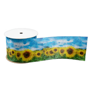 Sunflowers painting satin ribbon