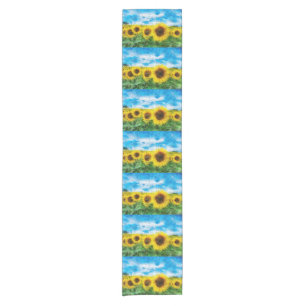 Sunflowers painting short table runner