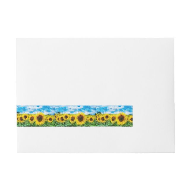 Sunflowers painting wraparound address label (Front)