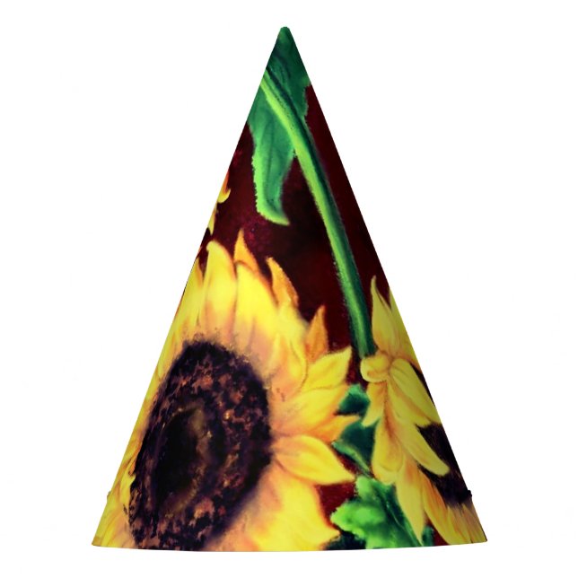 Sunflowers paper Party Hat (Front)