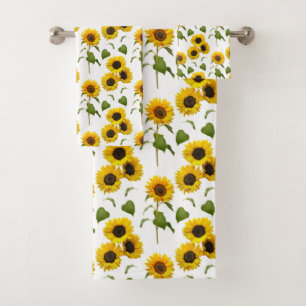 Sunflowers Pattern Country Style Bath Towel Set