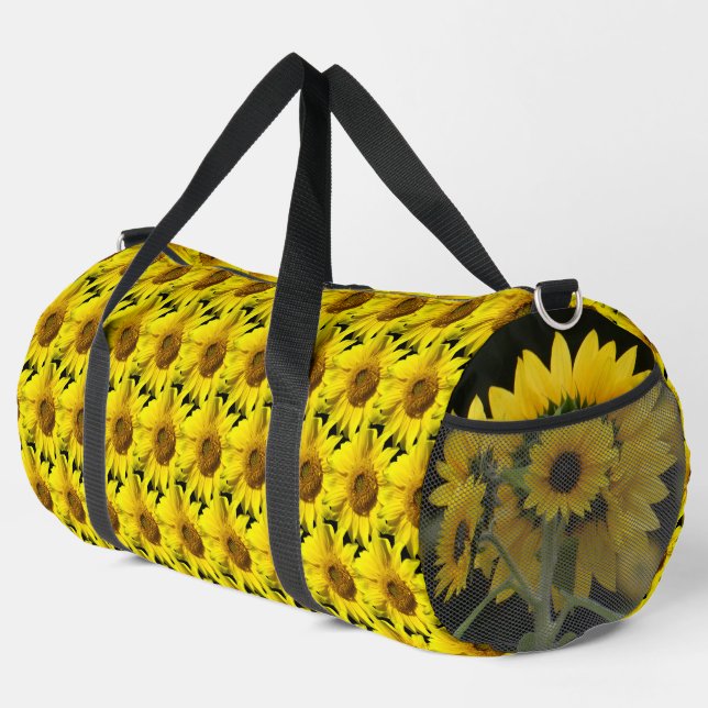 Sunflowers Pattern Cust. BG Colour Black Duffle Ba Bag (Right Corner)