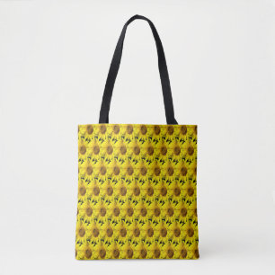 Sunflowers Pattern Cust. BG Colour Black Tote Bag