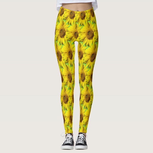 Sunflowers Pattern Cust. BG Colour Legging (Front)