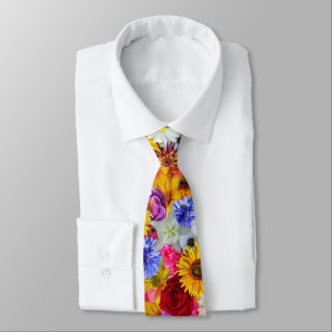 SUNFLOWERS PATTERN IN DIFFERENT COLORS TIE