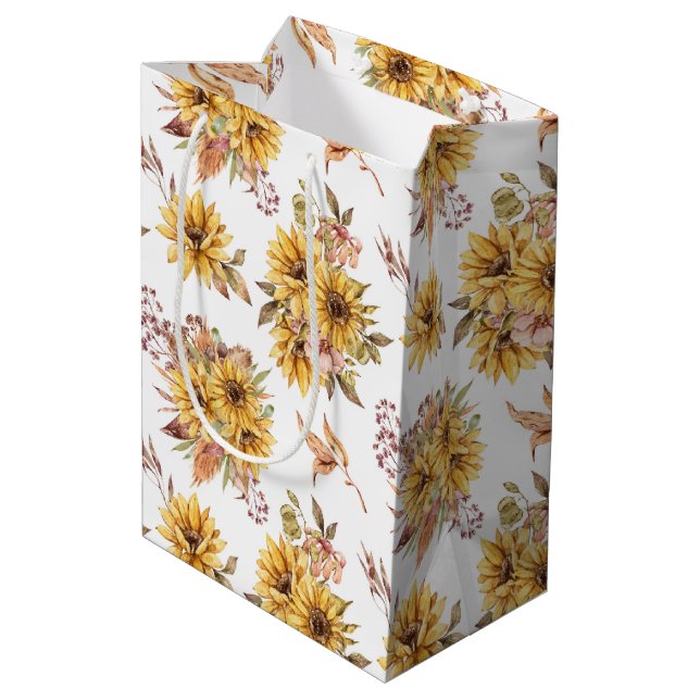 Sunflowers Pattern  Medium Gift Bag (Back Angled)