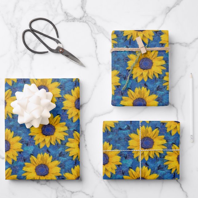 Sunflowers Pattern Wrapping Paper Sheet (Front)