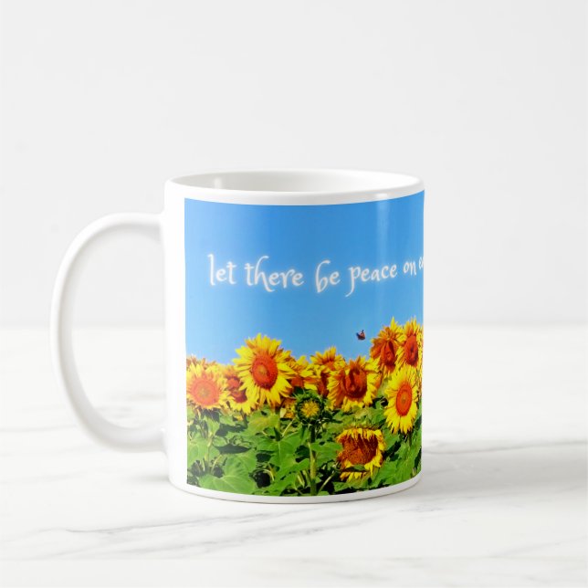 Sunflowers Peace for Ukraine Coffee Mug (Left)