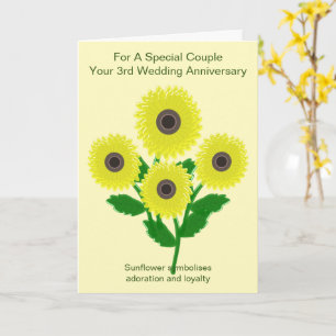Sunflowers Personalised 3rd Wedding Anniversary Card