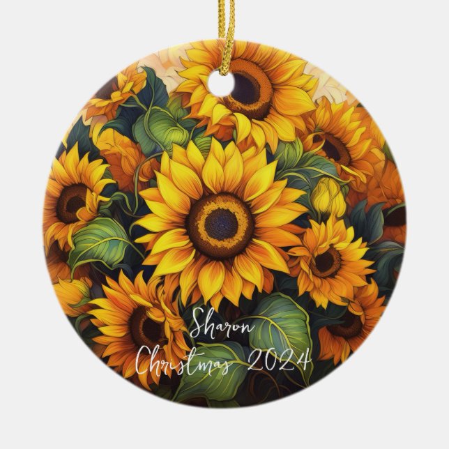 Sunflowers Personalised Ornament (Front)