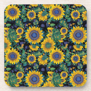 Sunflowers Petrikivka Ukrainian folk art Coaster
