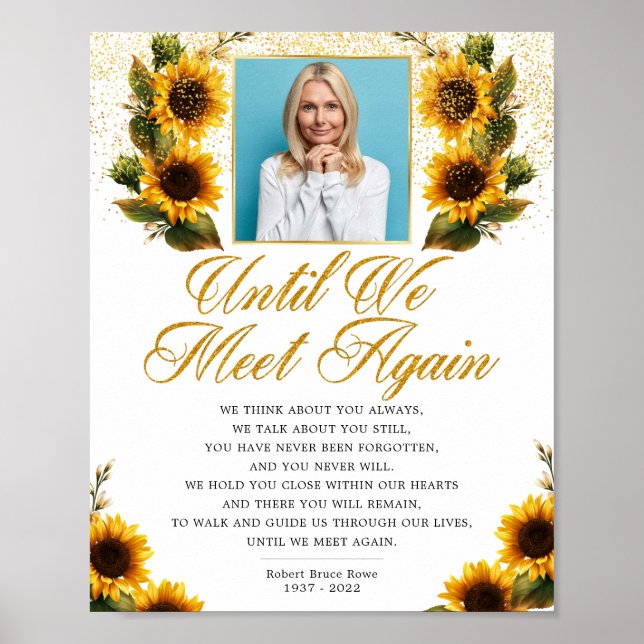Sunflowers Photo Elegant Funeral Poem Sign (Front)