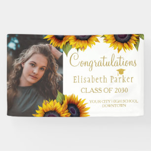 Sunflowers PHOTO gold graduation congratulations Banner