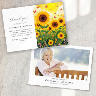 Sunflowers Photo Sympathy Funeral Memorial Thank You Card