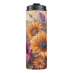 Sunflowers Pink and Yellow Thermal Tumbler