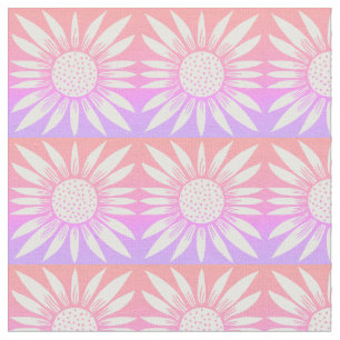 Sunflowers Pink Tile Pattern Fabric