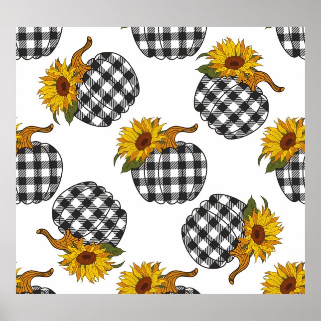 Sunflowers, plaid pumpkin, farmhouse decor (Front)