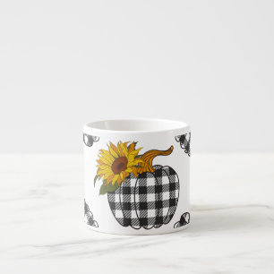Sunflowers, plaid pumpkin, farmhouse decor espresso cup