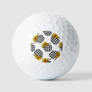 Sunflowers, plaid pumpkin, farmhouse decor golf balls