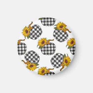 Sunflowers, plaid pumpkin, farmhouse decor magnet