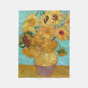 Sunflowers, Post Impressionist Still Life Painting Fleece Blanket