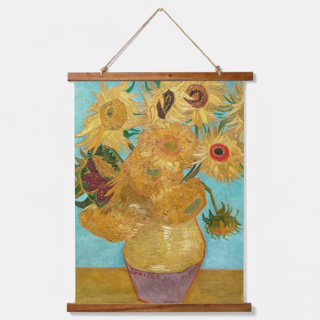 Sunflowers, Post Impressionist Still Life Painting Hanging Tapestry (Front)