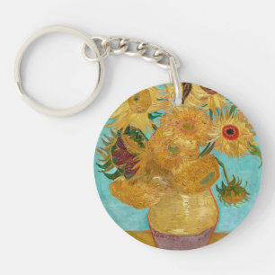 Sunflowers, Post Impressionist Still Life Painting Key Ring