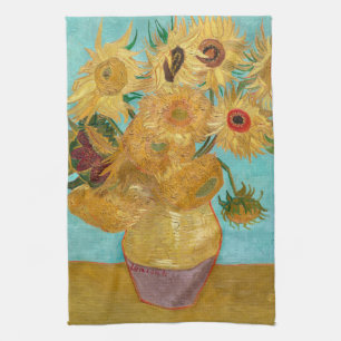 Sunflowers, Post Impressionist Still Life Painting Tea Towel