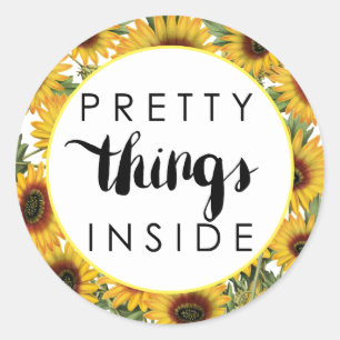 Sunflowers Pretty Things Inside Classic Round Sticker