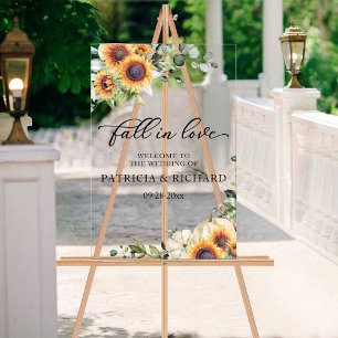 Sunflowers Pumpkin Acrylic Wedding Welcome Sign
