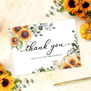 Sunflowers Pumpkin Fall Bridal Shower Thank You Invitation