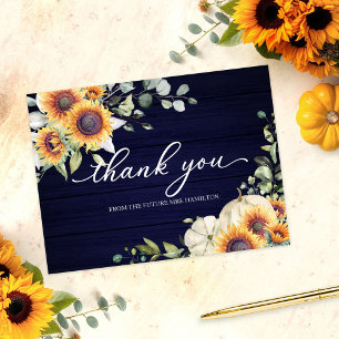 Sunflowers Pumpkin Fall Bridal Shower Thank You Postcard