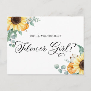 Sunflowers Pumpkin Will You Be My Flower Girl Card