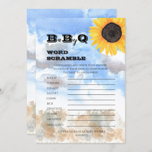 Sunflowers   Pumpkins Baby Shower Word Scramble  Invitation