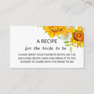 Sunflowers Recipe for the Enclosure Card