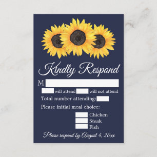Sunflowers Response Card Country Blue