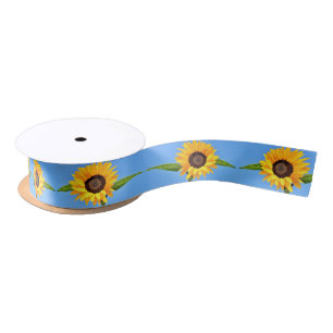 Sunflowers Ribbon Blue Sky Satin Ribbon