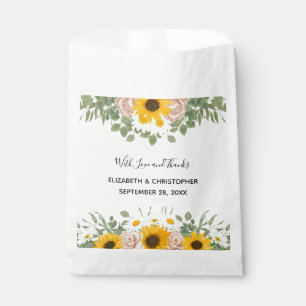 Sunflowers Roses Daises Yellow Floral Wedding  Favour Bag