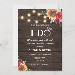 Sunflowers, Roses, Lights and Barnwood I DO BBQ Invitation