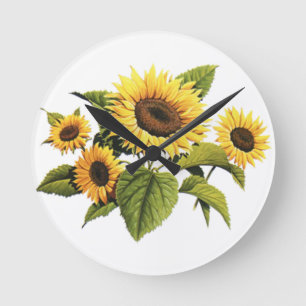 Sunflowers Round Clock
