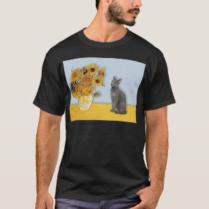 Sunflowers - Russian Blue cat T-Shirt