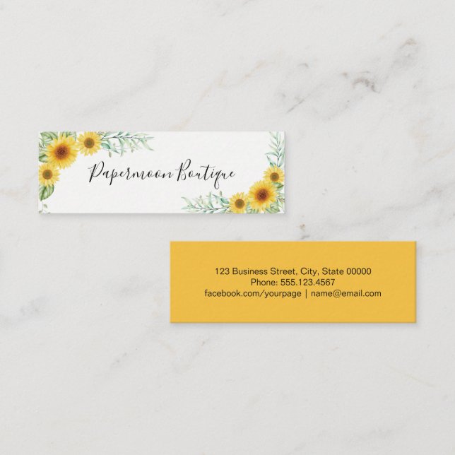 Sunflowers rustic chic business card (Front/Back)