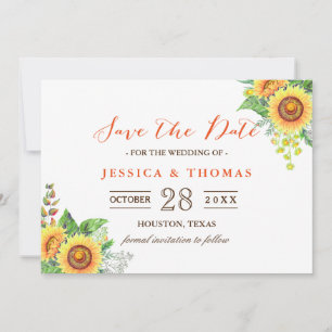 Sunflowers Rustic Chic Wedding Save the Date