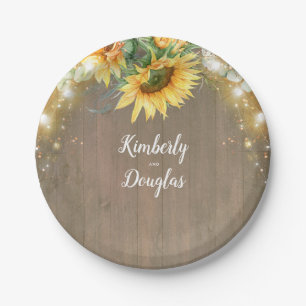 Sunflowers Rustic Country Fall Inspired Paper Plate