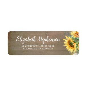 Sunflowers Rustic Country Fall Wedding Return Address Label